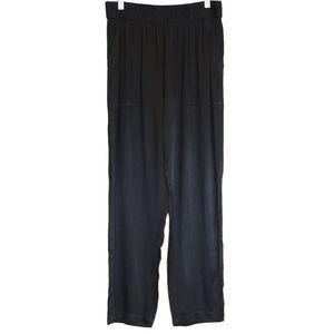 Raquel Allegra Black Satin Straight-Leg Pants – Size Small